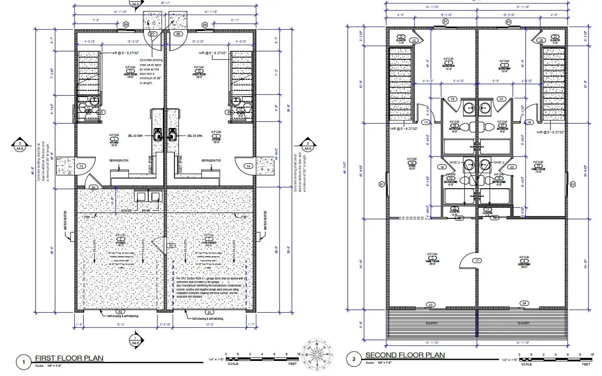 Two-story ADU floor plan drawing