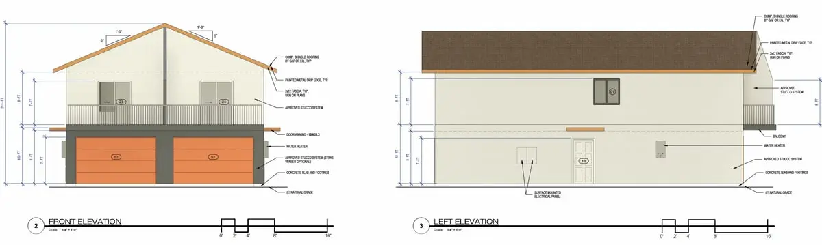A flexible two-story option. exterior elevation drawing