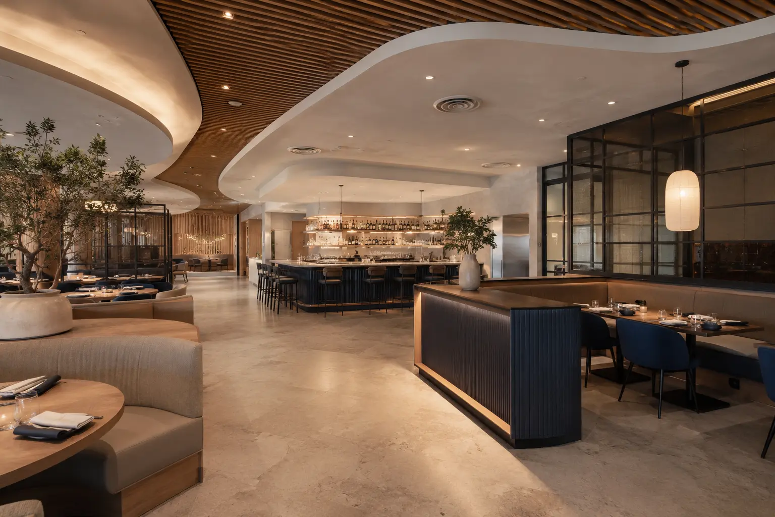 Representative visualization of a refined commercial restaurant tenant improvement